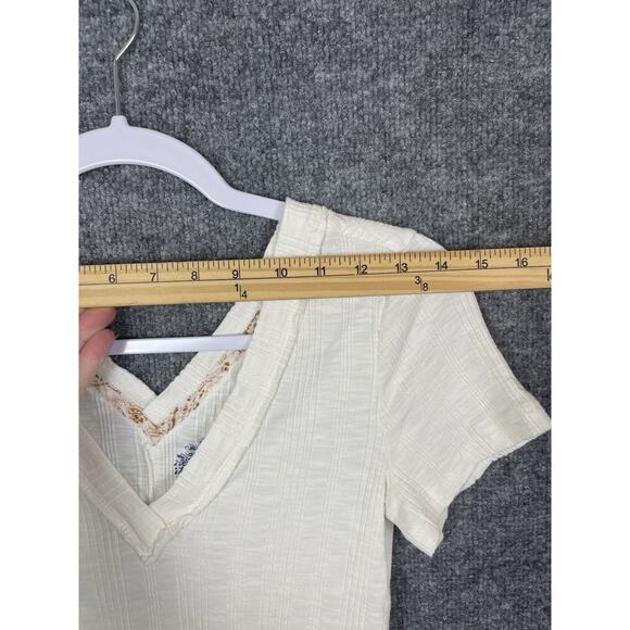 PILCRO T-Shirt Women's Small V-Neck Ivory Short sleeve - Picture 5 of 11